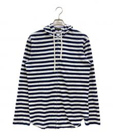 COMME des GARCONS HOMME PLUS（コムデギャルソンオムプリュス）の古着「ボーダージップパーカー」｜ネイビー×ホワイト