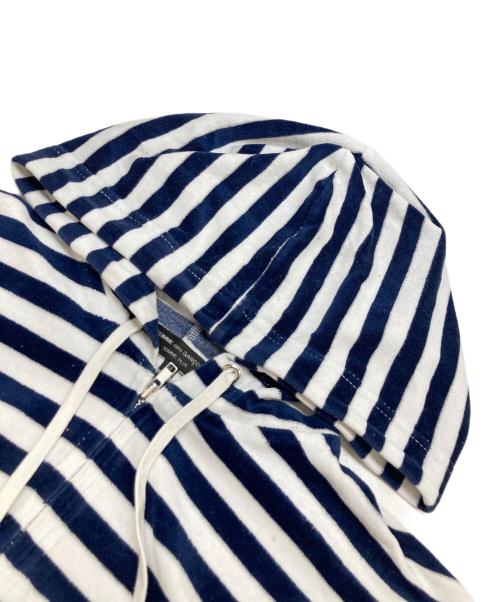 COMME des GARCONS HOMME PLUS（コムデギャルソンオムプリュス）COMME des GARCONS HOMME PLUS (コムデギャルソンオムプリュス) ボーダージップパーカー ネイビー×ホワイト サイズ:Mの古着・服飾アイテム