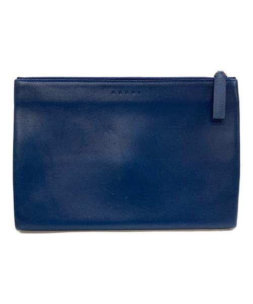 MARNI（マルニ）MARNI (マルニ) レザークラッチバッグ ネイビーの古着・服飾アイテム