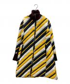 MARNIマルニ）の古着「ストライプ ロングダウンコート」｜イエロー×ネイビー