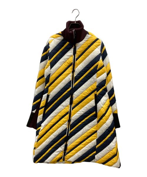 MARNI（マルニ）MARNI (マルニ) ストライプ ロングダウンコート イエロー×ネイビー サイズ:40の古着・服飾アイテム