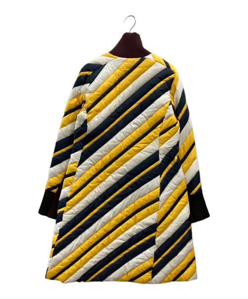 MARNI（マルニ）MARNI (マルニ) ストライプ ロングダウンコート イエロー×ネイビー サイズ:40の古着・服飾アイテム