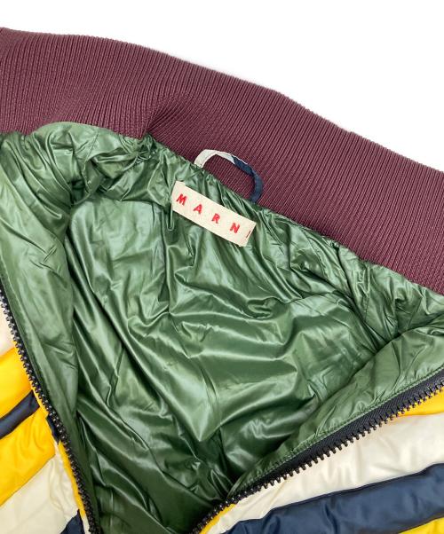MARNI（マルニ）MARNI (マルニ) ストライプ ロングダウンコート イエロー×ネイビー サイズ:40の古着・服飾アイテム