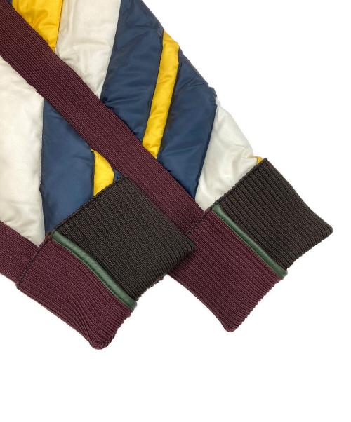 MARNI（マルニ）MARNI (マルニ) ストライプ ロングダウンコート イエロー×ネイビー サイズ:40の古着・服飾アイテム