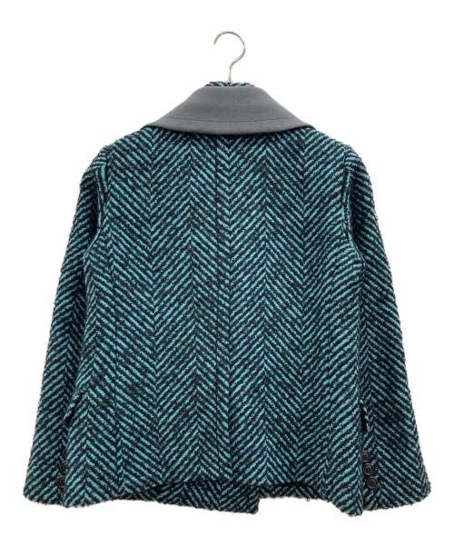 PRADA（プラダ）PRADA (プラダ) ツイード テーラードジャケット ブルー×ブラック サイズ:42の古着・服飾アイテム