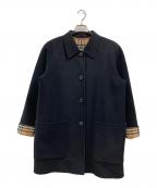 Burberry'sバーバリーズ）の古着「裏ノバチェックウールステンカラーコート」｜ブラック