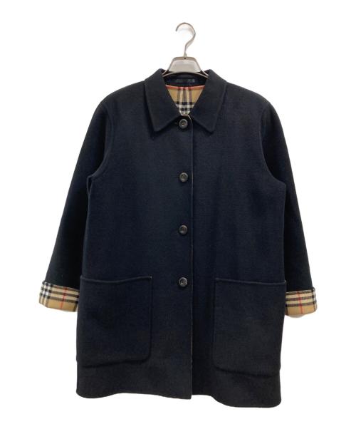 Burberry's（バーバリーズ）Burberry's (バーバリーズ) 裏ノバチェックウールステンカラーコート ブラック サイズ:7ARの古着・服飾アイテム