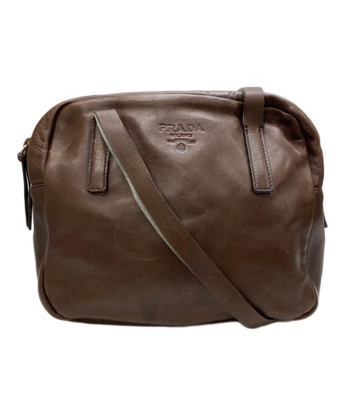 PRADA（プラダ）PRADA (プラダ) NAPPA BOX ショルダーバッグ ブラウンの古着・服飾アイテム