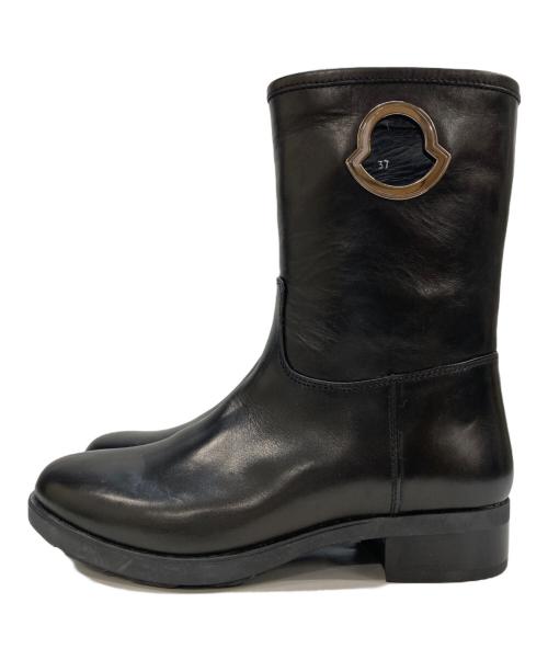 MONCLER（モンクレール）MONCLER (モンクレール) レザーショートブーツ ブラック サイズ:37の古着・服飾アイテム