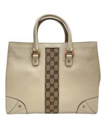 GUCCI（グッチ）の古着「レザー×GGキャンバス トートバッグ」｜アイボリー