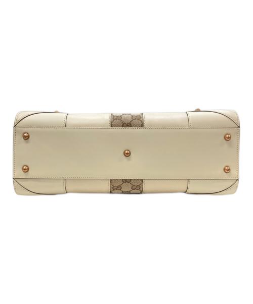 GUCCI（グッチ）GUCCI (グッチ) レザー×GGキャンバス トートバッグ アイボリーの古着・服飾アイテム