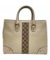 中古・古着 GUCCI (グッチ) レザー×GGキャンバス トートバッグ アイボリー：40000円