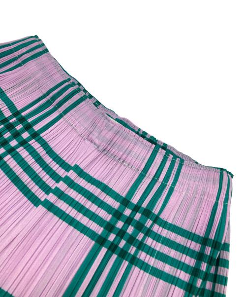 PLEATS PLEASE（プリーツプリーズ）PLEATS PLEASE (プリーツプリーズ) プリーツチェックパンツ グリーン×ピンク サイズ:3の古着・服飾アイテム