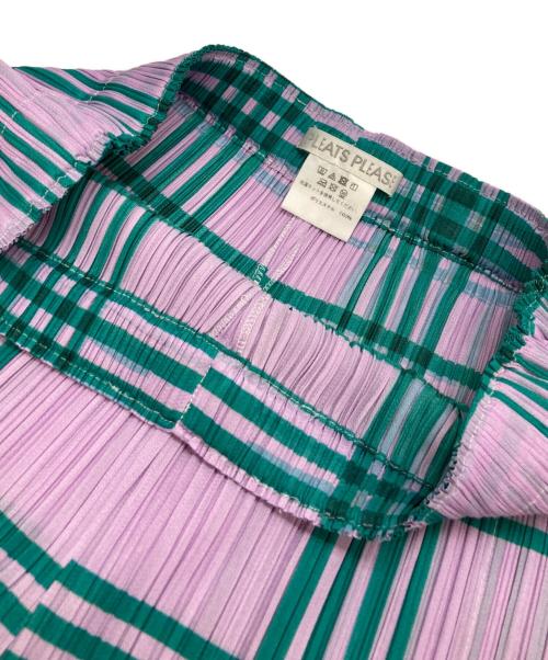 PLEATS PLEASE（プリーツプリーズ）PLEATS PLEASE (プリーツプリーズ) プリーツチェックパンツ グリーン×ピンク サイズ:3の古着・服飾アイテム