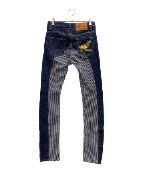 KOJIMA GENES（コジマジーンズ）KOJIMA GENES (コジマジーンズ) HONDA (ホンダ) ストライプ モンキーコンボパンツ インディゴ サイズ:25の古着・服飾アイテム
