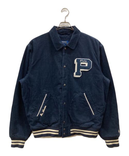 POLO RALPH LAUREN（ポロ・ラルフローレン）POLO RALPH LAUREN (ポロ・ラルフローレン) コーデュロイレタージャケット ネイビー サイズ:Lの古着・服飾アイテム