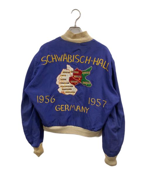 US ARMY（ユーエスアーミー）US ARMY (ユーエスアーミー) 50s 米軍 GERMANY 「SCHWABISCH-HALL」 チェック ライナー コットン スーベニア ツアー ジャケット ネイビー サイズ:不明（実寸参照）の古着・服飾アイテム