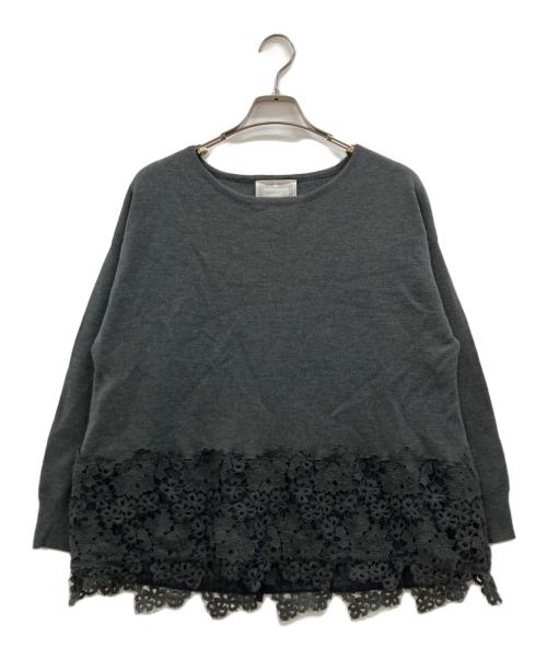 BEARDSLEY（ビアズリー）BEARDSLEY (ビアズリー) 裾レースニット グレー サイズ:FREEの古着・服飾アイテム