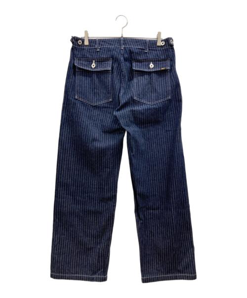 ONI DENIM（オニデニム）ONI DENIM (オニデニム) 針抜きジャガードストライプデニム ホワイト×ネイビー サイズ:32の古着・服飾アイテム