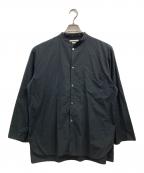 BLURHMSブラームス）の古着「CHAMBRAY STAND COLLAR CUFFLESS SHIRT」｜ブラック
