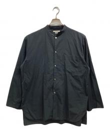 BLURHMS（ブラームス）の古着「CHAMBRAY STAND COLLAR CUFFLESS SHIRT」｜ブラック