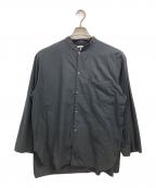 BLURHMSブラームス）の古着「CHAMBRAY STAND COLLAR CUFFLESS SHIRT」｜ブラック