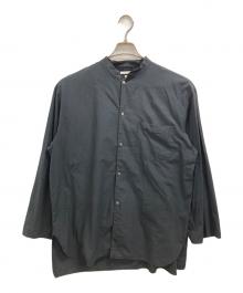 BLURHMS（ブラームス）の古着「CHAMBRAY STAND COLLAR CUFFLESS SHIRT」｜ブラック