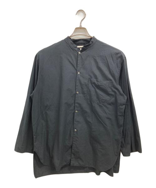 BLURHMS（ブラームス）BLURHMS (ブラームス) CHAMBRAY STAND COLLAR CUFFLESS SHIRT ブラック サイズ:3の古着・服飾アイテム