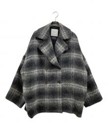 CLOCHE（クロシェ）の古着「ウールシャギーチェックコート」｜ホワイト×ブラック