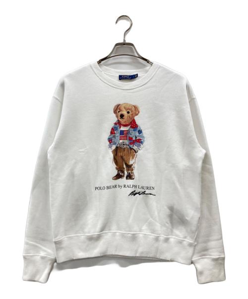 POLO RALPH LAUREN（ポロ・ラルフローレン）POLO RALPH LAUREN (ポロ・ラルフローレン) ポロベアラインストーンスウェット ホワイト サイズ:Sの古着・服飾アイテム
