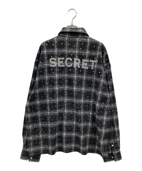SECRET（シークレット）SECRET (シークレット) ラインストーンチェックシャツ グレー サイズ:Lの古着・服飾アイテム