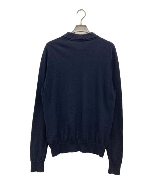 PRADA（プラダ）PRADA (プラダ) ニットポロシャツ ネイビー サイズ:50の古着・服飾アイテム
