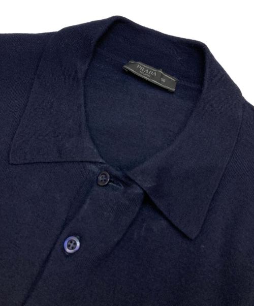 PRADA（プラダ）PRADA (プラダ) ニットポロシャツ ネイビー サイズ:50の古着・服飾アイテム