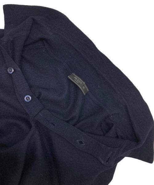 PRADA（プラダ）PRADA (プラダ) ニットポロシャツ ネイビー サイズ:50の古着・服飾アイテム