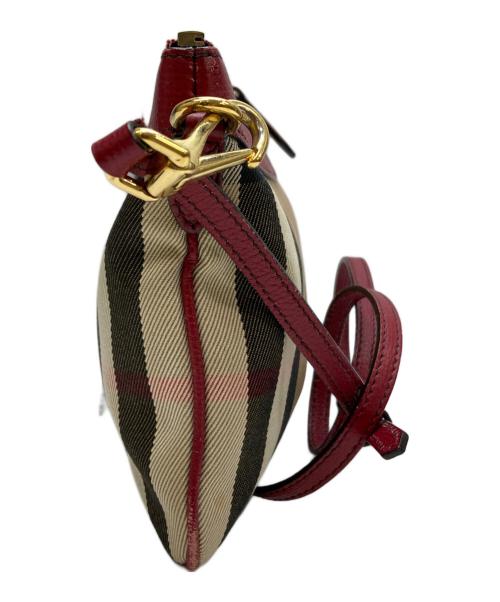 BURBERRY（バーバリー）BURBERRY (バーバリー) ノヴァチェックショルダーバッグ ベージュ×レッドの古着・服飾アイテム