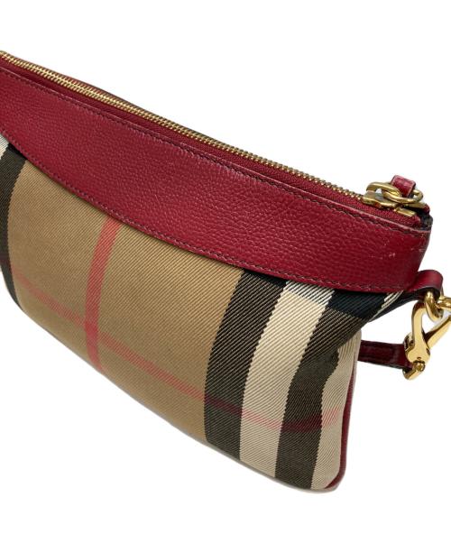 BURBERRY（バーバリー）BURBERRY (バーバリー) ノヴァチェックショルダーバッグ ベージュ×レッドの古着・服飾アイテム