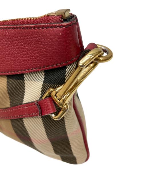 BURBERRY（バーバリー）BURBERRY (バーバリー) ノヴァチェックショルダーバッグ ベージュ×レッドの古着・服飾アイテム