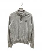 maison kitsuneメゾンキツネ）の古着「グリーン ボールド フォックスヘッド パッチ ニットポロシャツ」｜グレー
