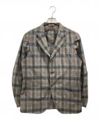 PILGRIM TOMORROWLANDトゥモローランド ピルグリム）の古着「シルクコットンシアサッカー シングルブレステッド3Bジャケット」｜オリーブ