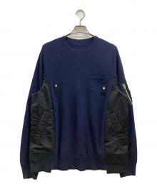 sacai（サカイ）の古着「MA-1ドッキング モックニット」｜ネイビー×ブラック