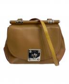 COACHコーチ）の古着「レザーショルダーバッグ」｜ベージュ×ピンク