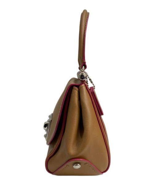 COACH（コーチ）COACH (コーチ) レザーショルダーバッグ ベージュ×ピンクの古着・服飾アイテム