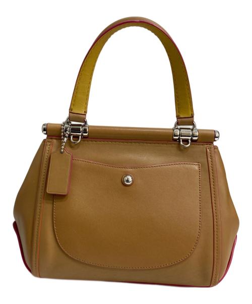 COACH（コーチ）COACH (コーチ) レザーショルダーバッグ ベージュ×ピンクの古着・服飾アイテム