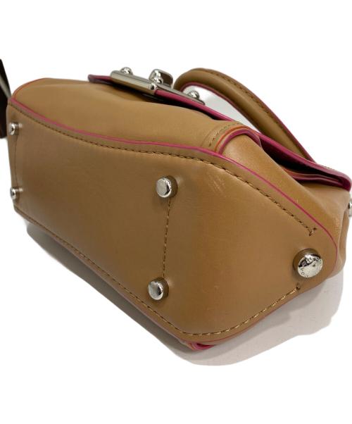 COACH（コーチ）COACH (コーチ) レザーショルダーバッグ ベージュ×ピンクの古着・服飾アイテム