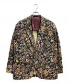 FREEMANS SPORTING CLUBフリーマンズスポーティングクラブ）の古着「フラワーパターンテーラードジャケット」｜ネイビー×ベージュ