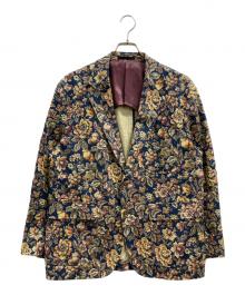 FREEMANS SPORTING CLUB（フリーマンズスポーティングクラブ）の古着「フラワーパターンテーラードジャケット」｜ネイビー×ベージュ