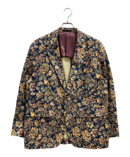 FREEMANS SPORTING CLUB（フリーマンズスポーティングクラブ）Freemans Sporting Club (フリーマンズスポーティングクラブ) フラワーパターンテーラードジャケット ネイビー×ベージュ サイズ:Sの古着・服飾アイテム
