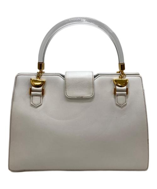 Christian Dior（クリスチャン ディオール）Christian Dior (クリスチャン ディオール) クリアハンドルハンドバッグ ホワイトの古着・服飾アイテム