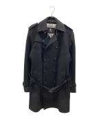 BURBERRY BLACK LABELバーバリーブラックレーベル）の古着「カシミヤ混ウールノバチェックトレンチコート」｜ブラック