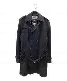 BURBERRY BLACK LABEL（バーバリーブラックレーベル）の古着「カシミヤ混ウールノバチェックトレンチコート」｜ブラック